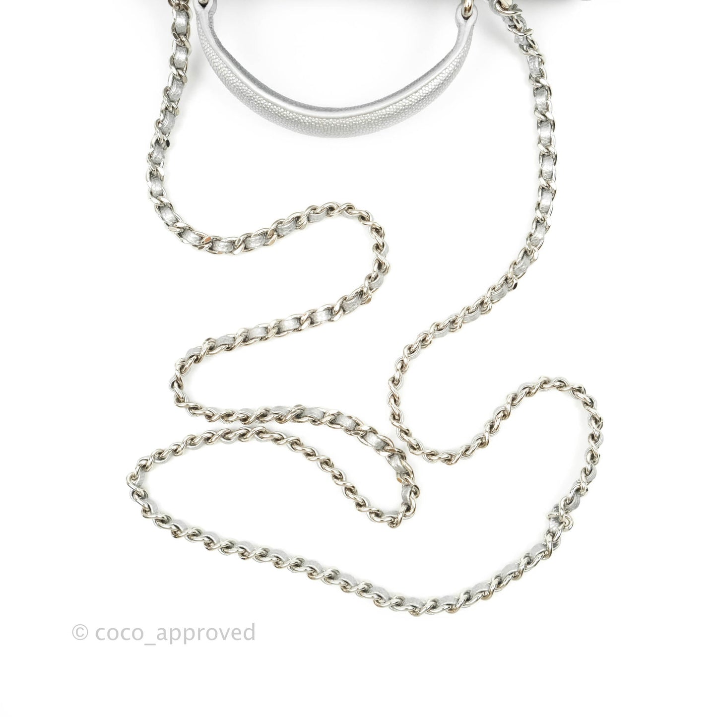 Chanel Top Handle Mini Rectangular Flap Bag Silver Caviar Silver Hardware