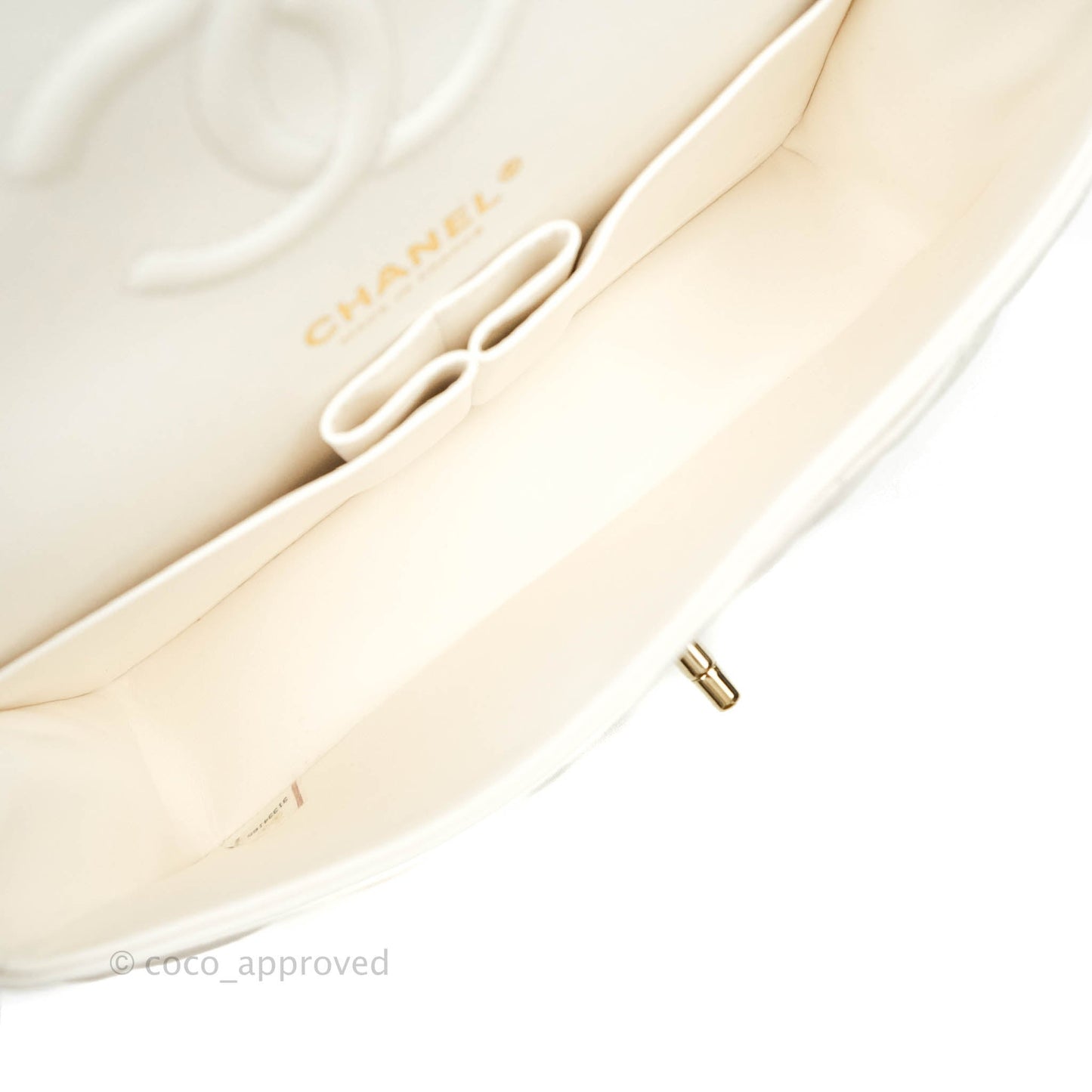 Chanel Classic Quilted Small S/M Flap White Caviar Gold Hardware
