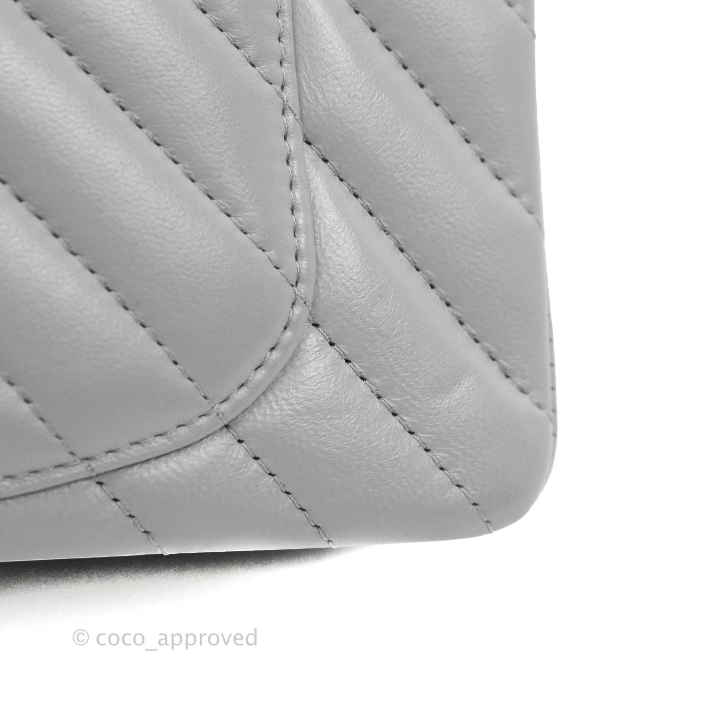 Chanel Chevron Mini Rectangular Flap Grey Lambskin Gold Hardware 20S