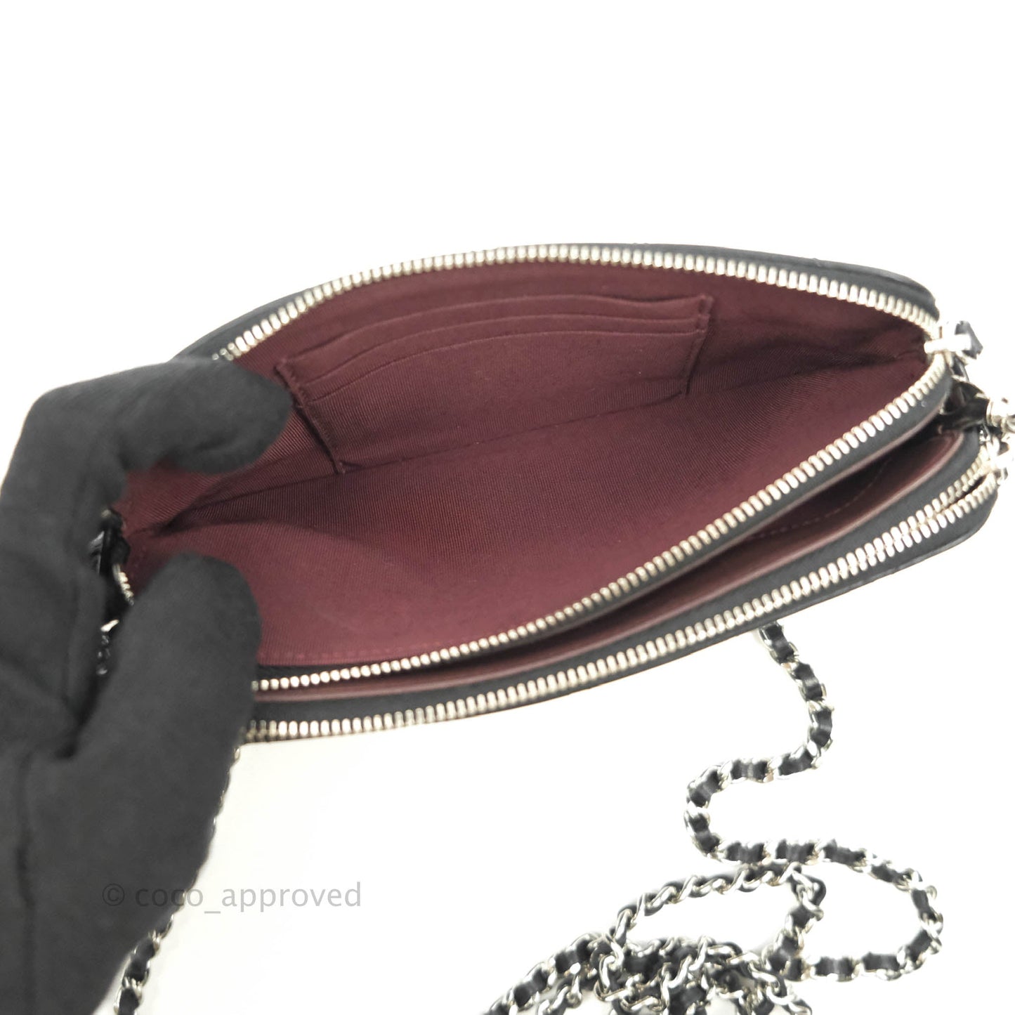 Chanel Classic Small Clutch With Chain Black Lambskin Silver Hardware