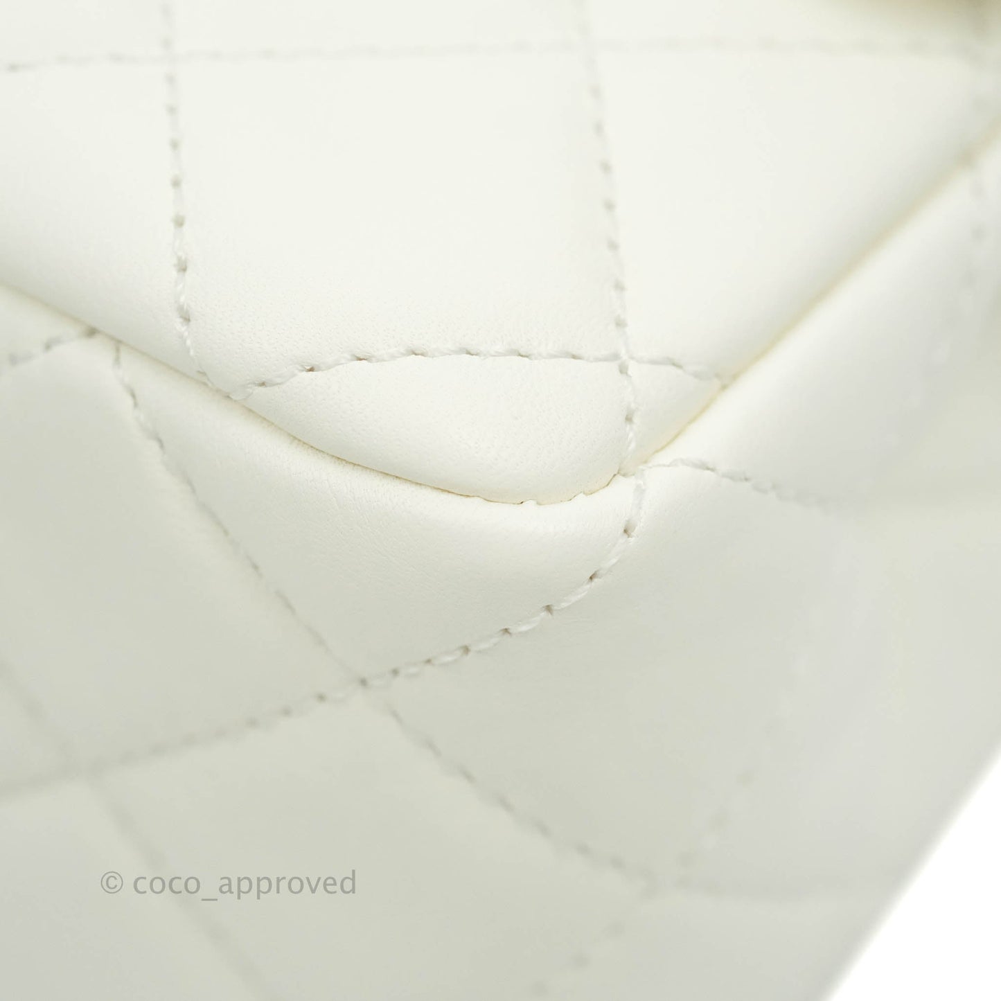 Chanel Mini Rectangular Pearl Crush Quilted White Lambskin Aged Gold Hardware 22C