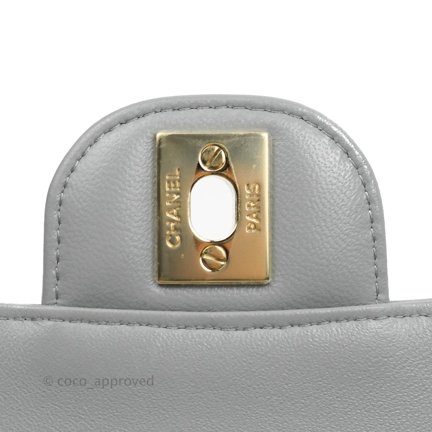Chanel Chevron Mini Rectangular Flap Grey Lambskin Gold Hardware 20S