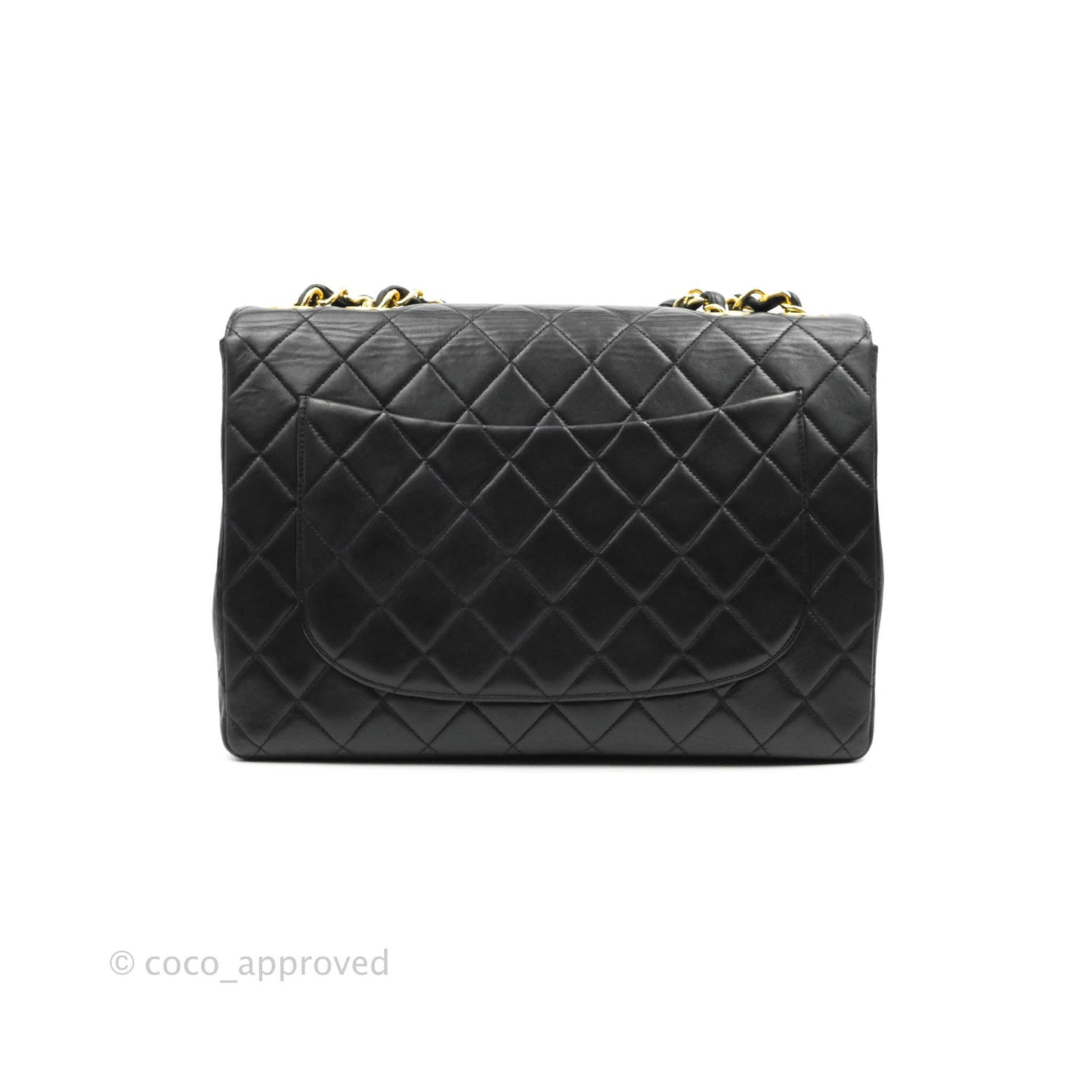 Chanel Vintage Jumbo Single Flap Black Lambskin 24K Gold Hardware