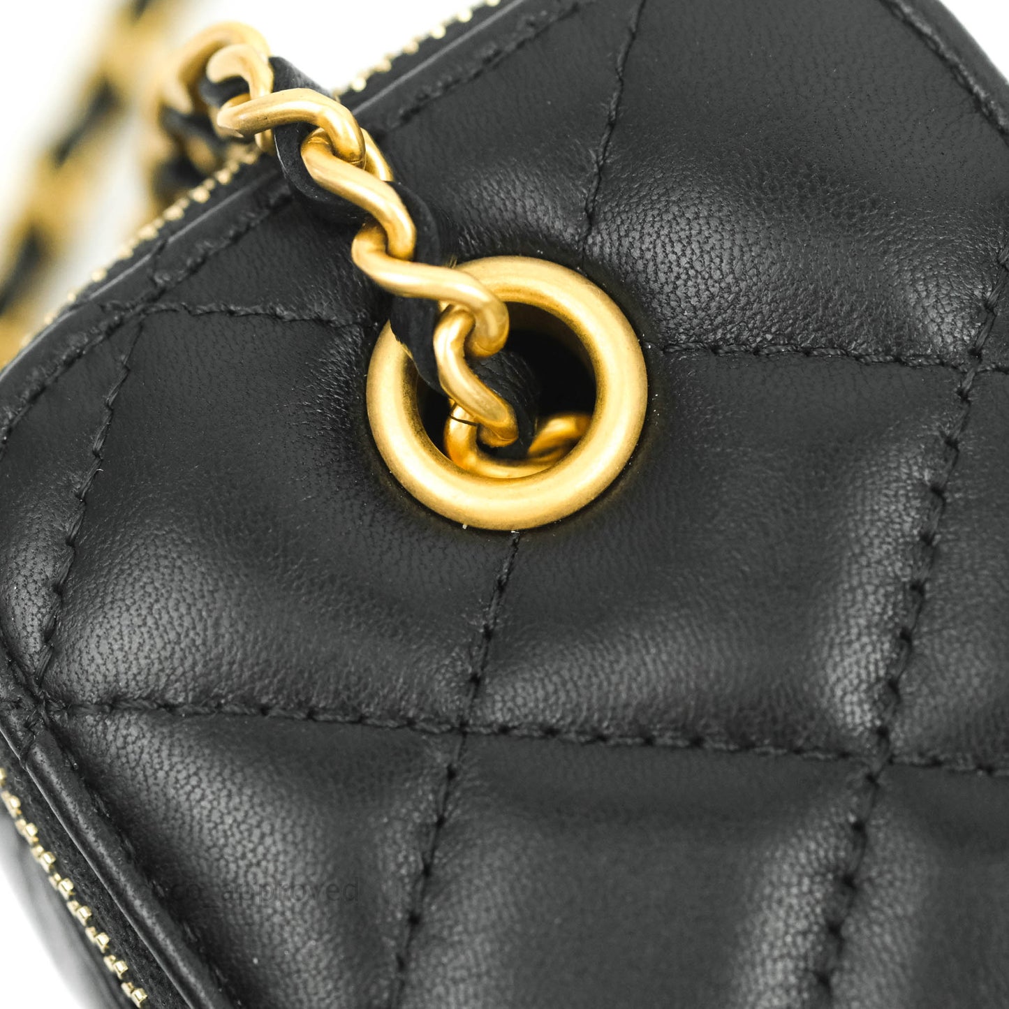 Chanel Classic Mini Pearl Crush Vanity With Chain Black Lambskin Aged Gold Hardware