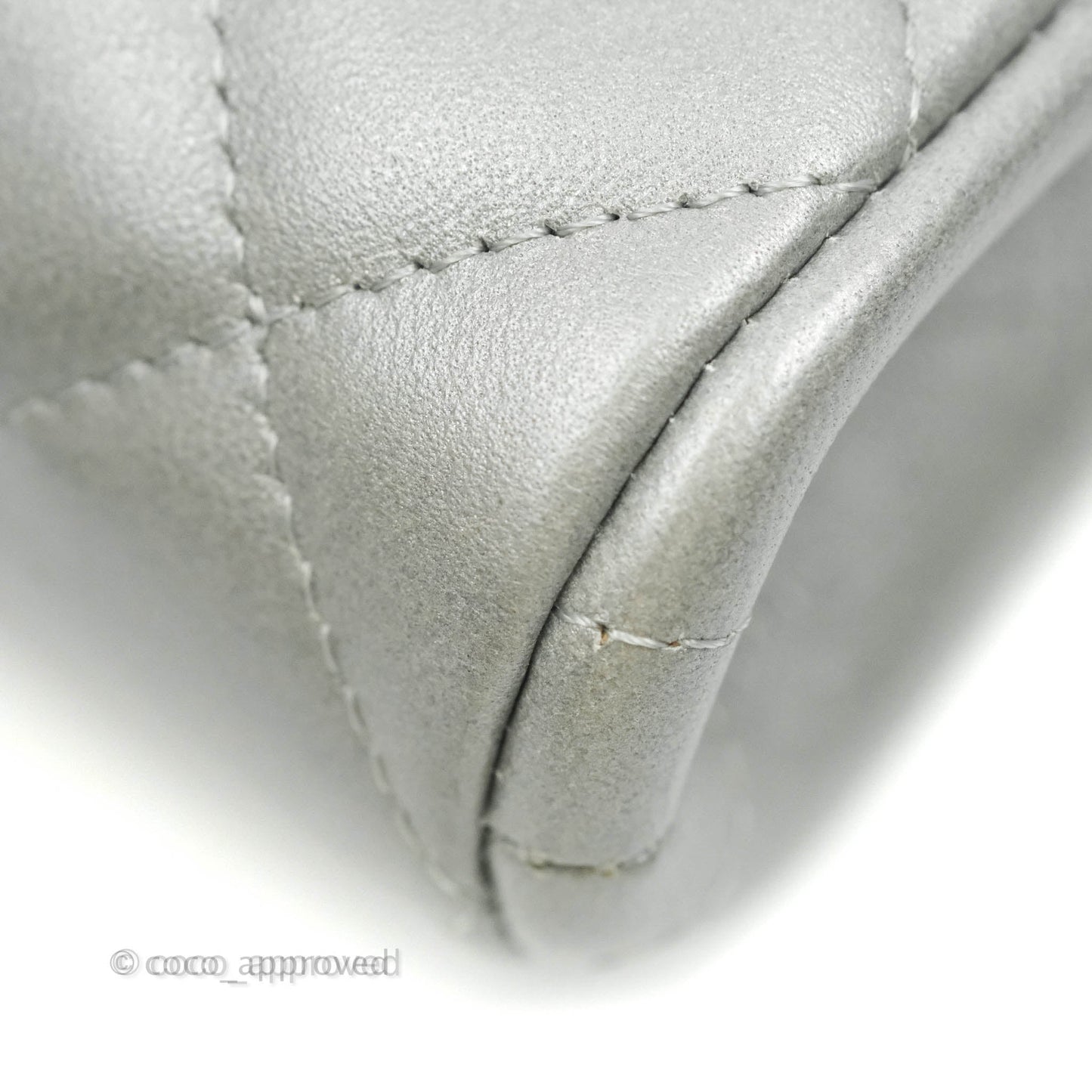 Chanel Quilted Clutch with Chain Silver Lambskin Matte Silver Hardware