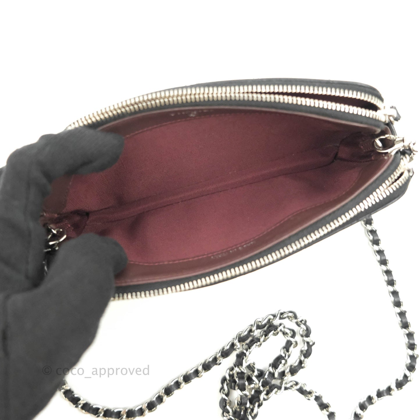 Chanel Classic Small Clutch With Chain Black Lambskin Silver Hardware
