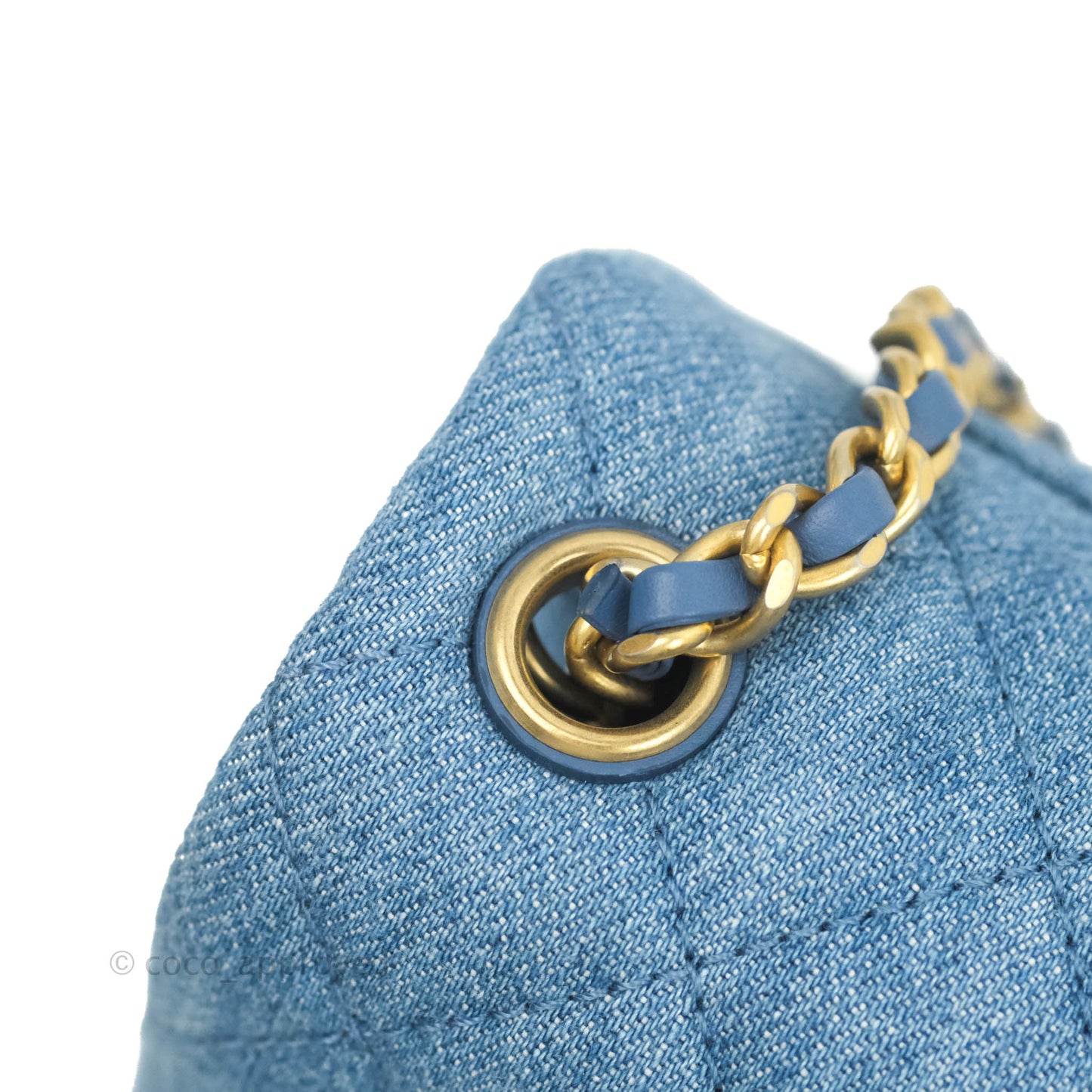 Chanel Mini Rectangular Pearl Crush Quilted Denim Aged Gold Hardware 22C