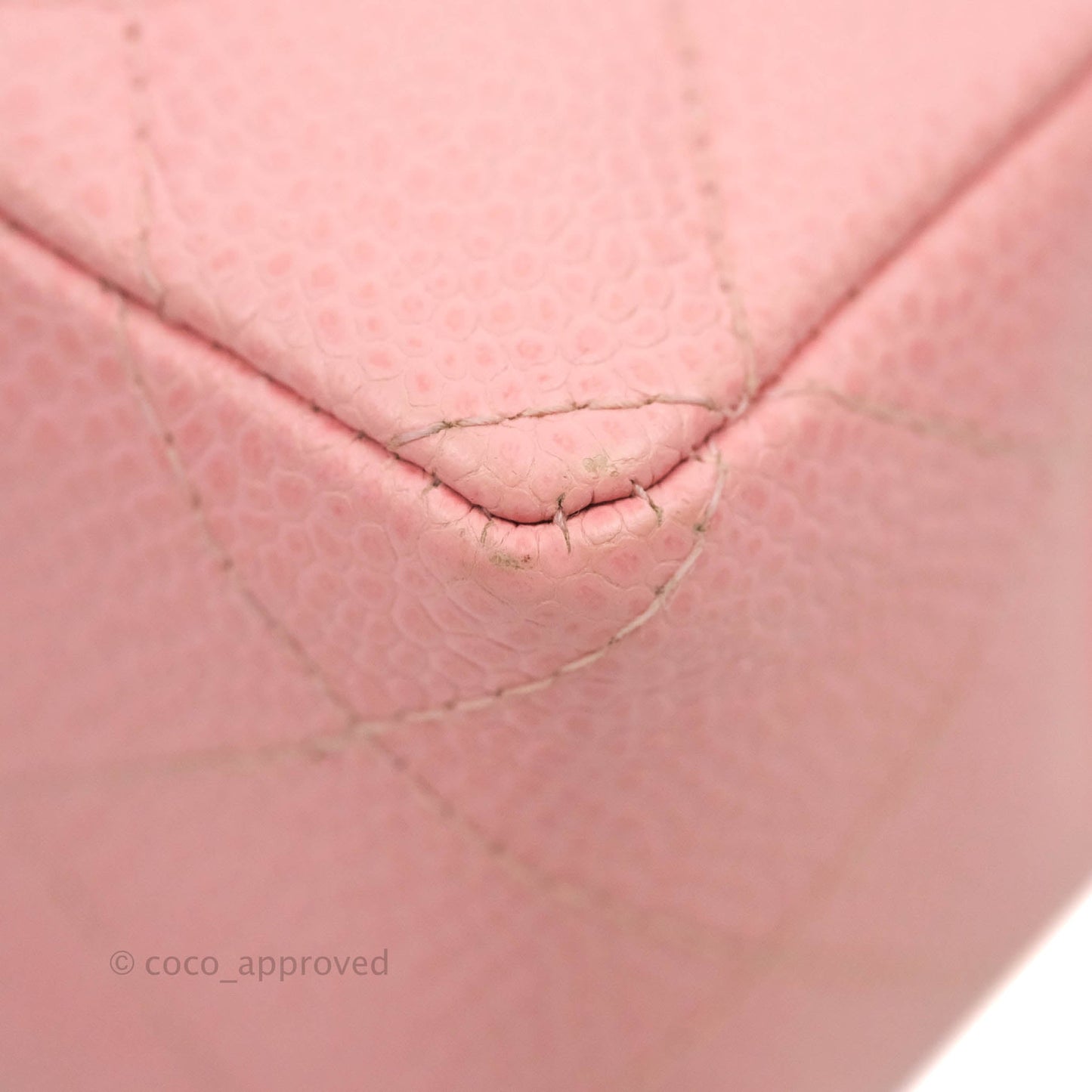 Chanel Quilted Vintage Mini Square Flap Pink Caviar Silver Hardware