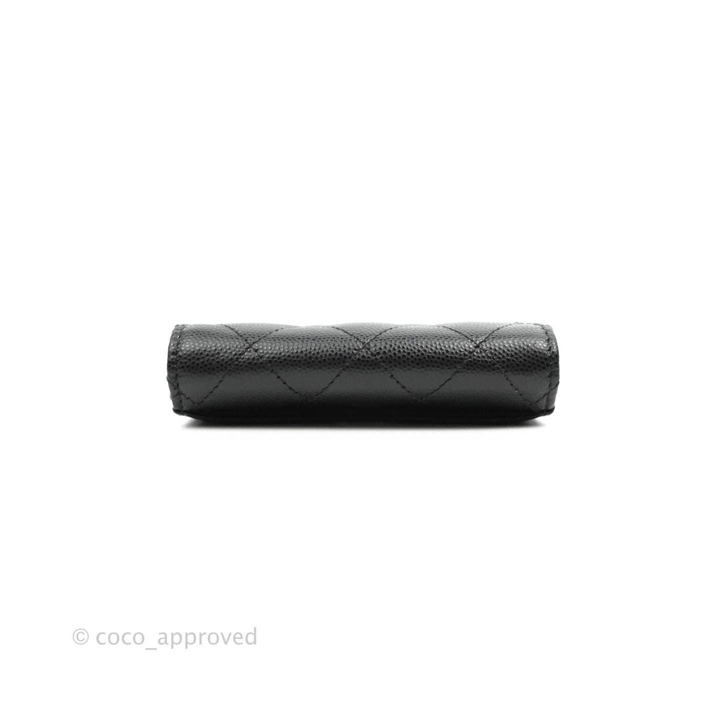 Chanel Quilted Small Flap Card Holder Black Caviar Silver Hardware