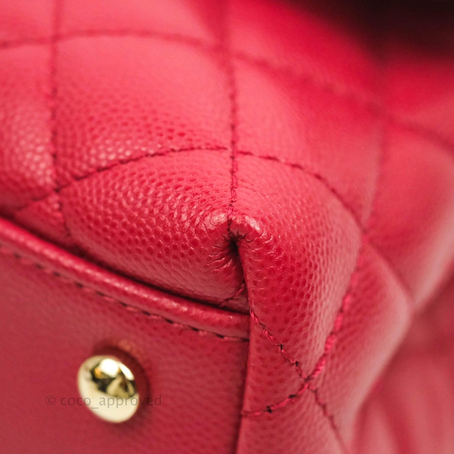 Chanel Small (Mini) Coco Handle Quilted Rosy Red Caviar Gold Hardware 21A