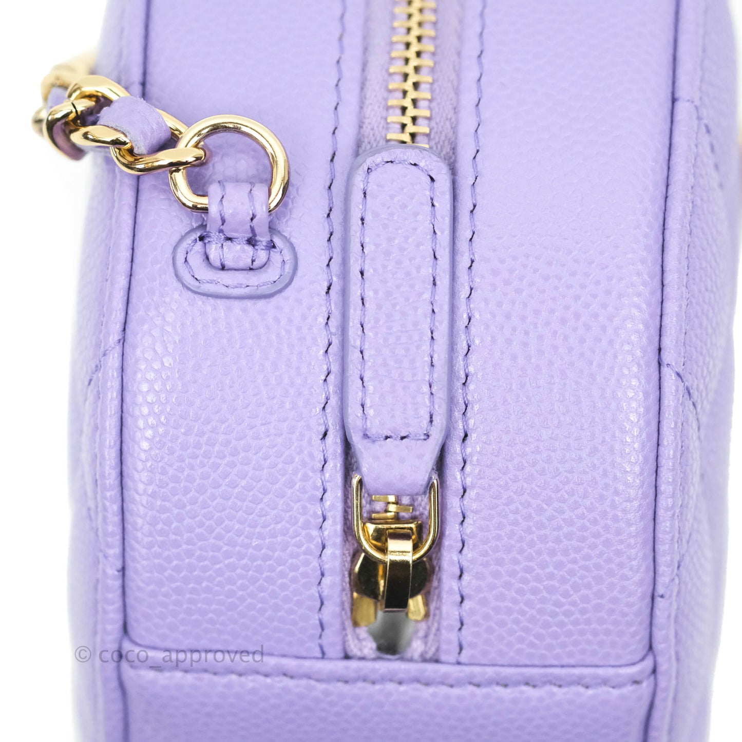 Chanel Round Circle Bag Purple Caviar Gold Hardware 20S