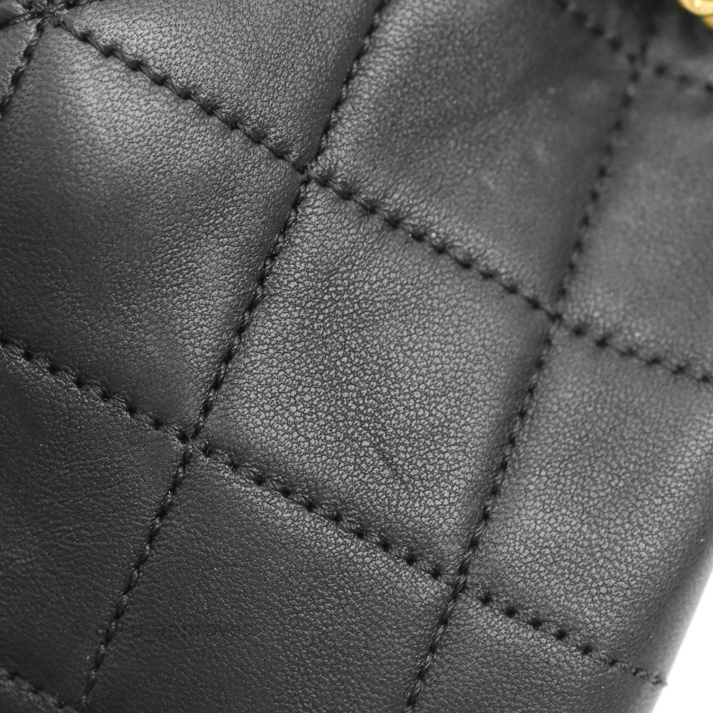 Chanel Quilted All About Chains Waist Belt Bag Black Lambskin Aged Gold Hardware