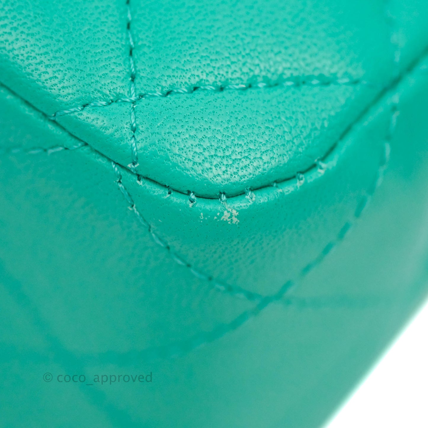 Chanel Quilted M/L Medium Double Flap Green Lambskin Aged Gold Hardware 19S