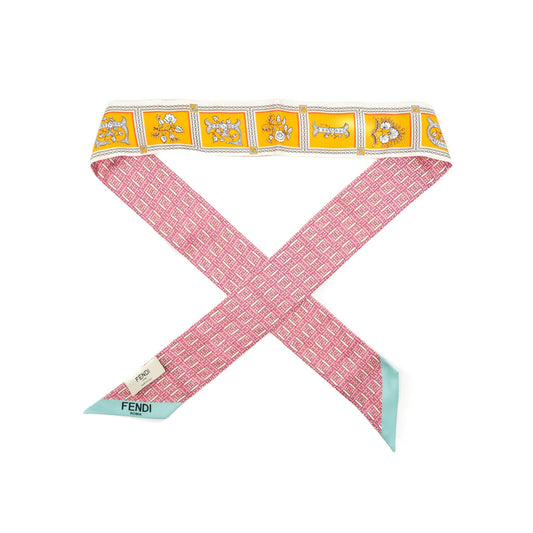 Fendi Silk Twilly Orange & Pink