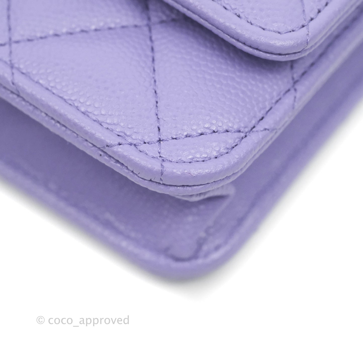 Chanel Quilted Wallet on Chain WOC Purple Caviar Gold Hardware 20S