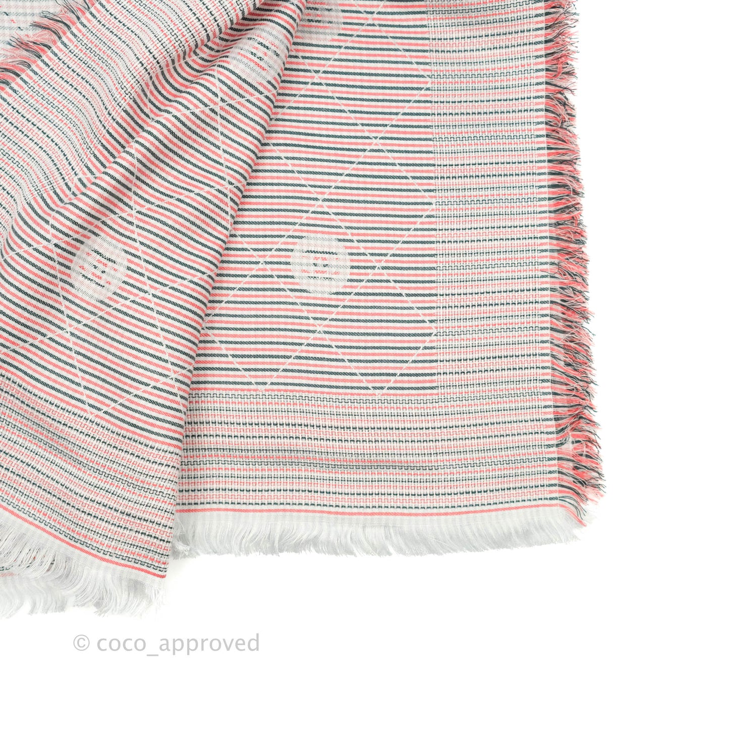 Chanel CC Silk & Cotton Scarf With Fringe