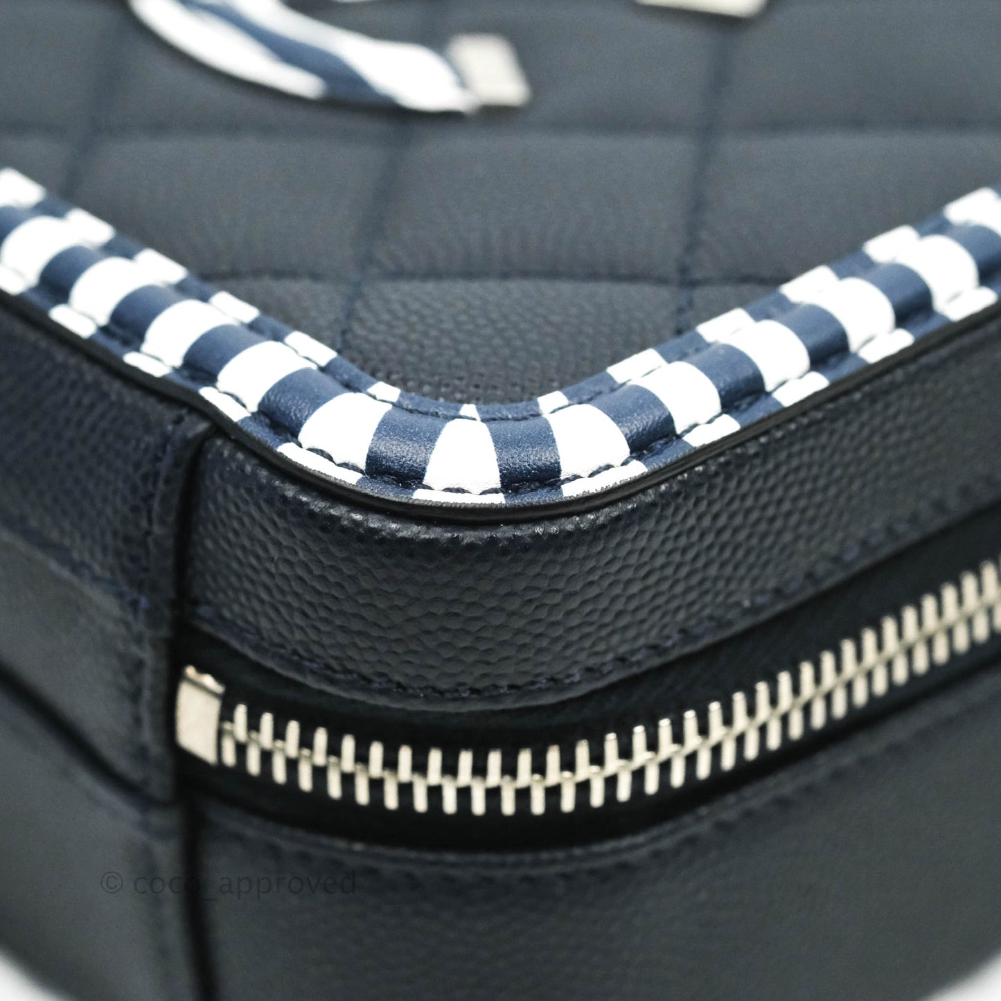 Chanel Quilted Small CC Filigree Vanity Case Navy Caviar 19C