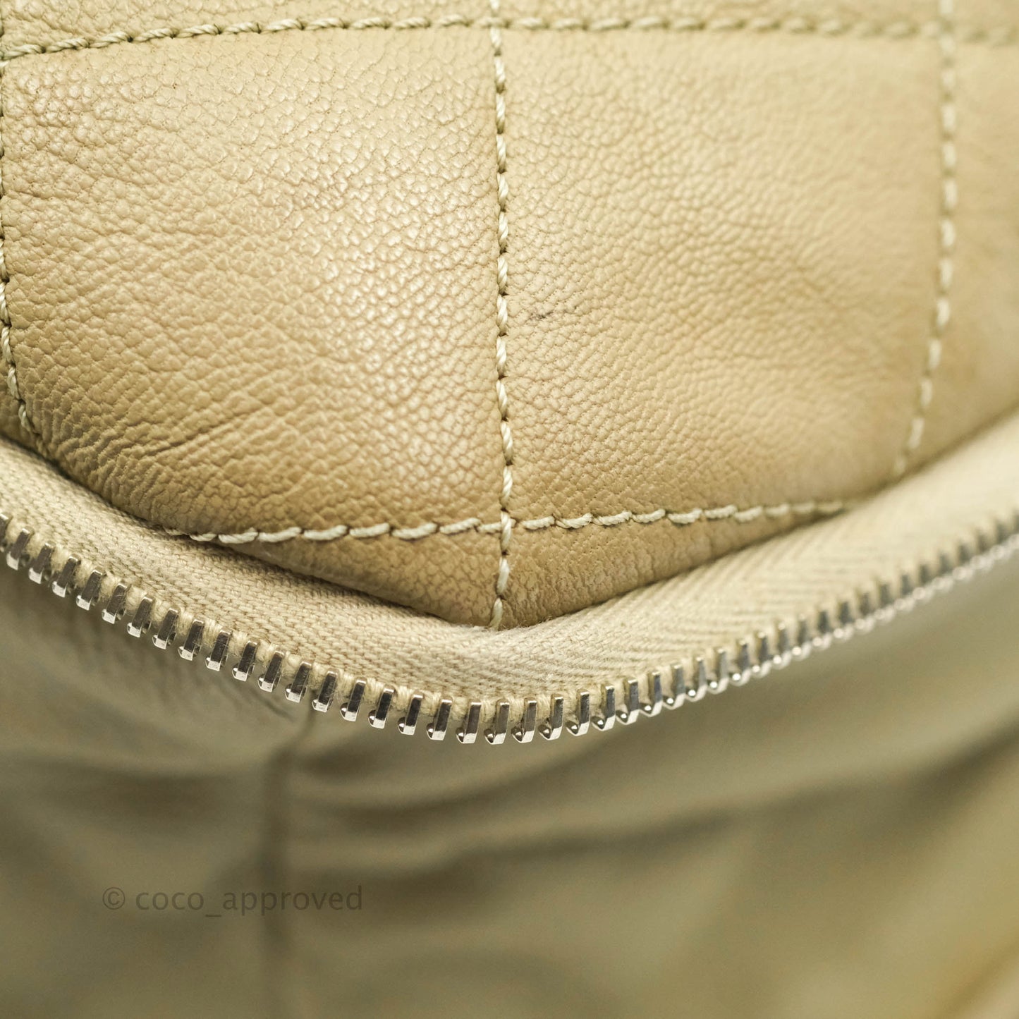 Chanel Yacht Expandable Shoulder Bag Beige Calfskin Tote