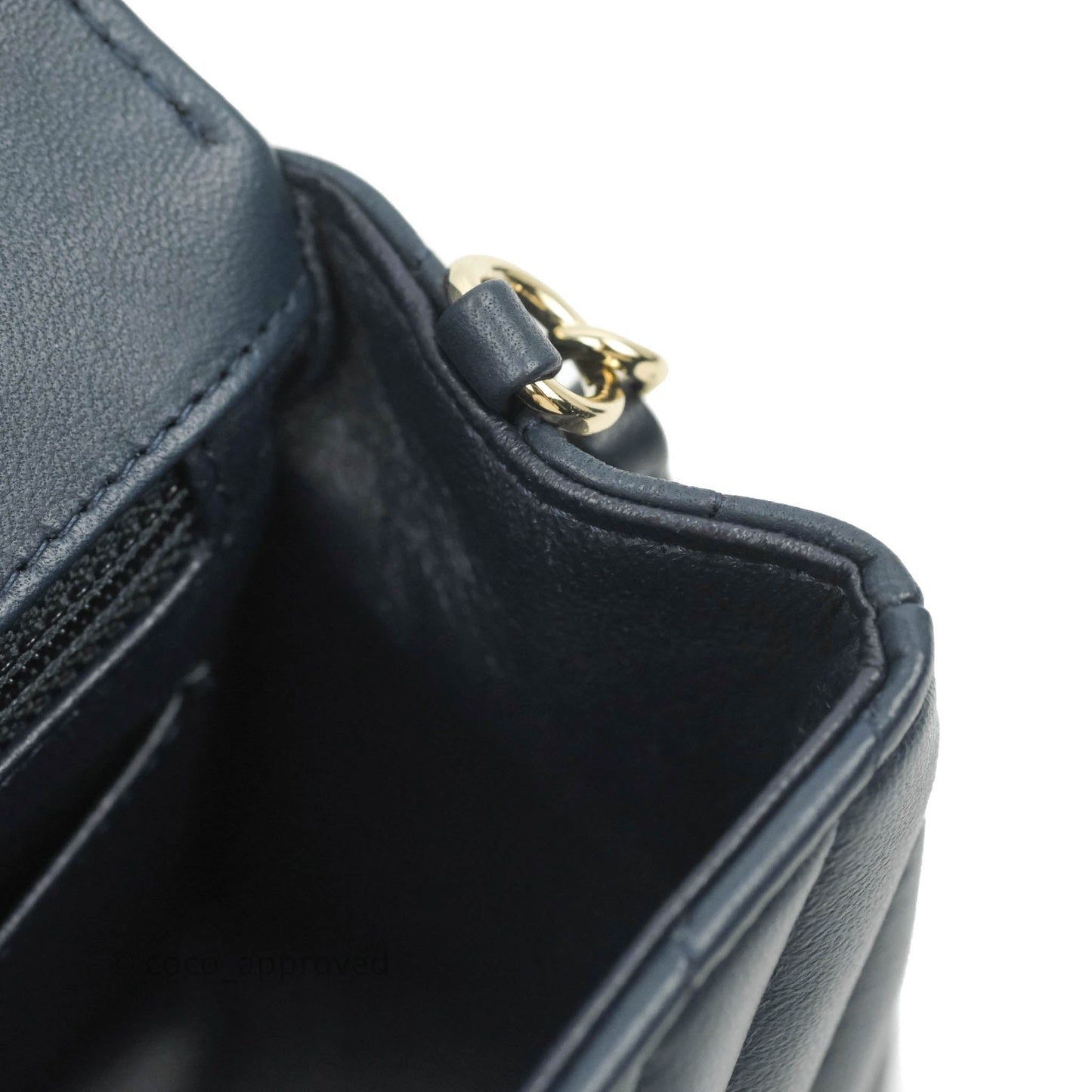 Chanel Chevron Mini Rectangular Flap Navy Lambskin Gold Hardware