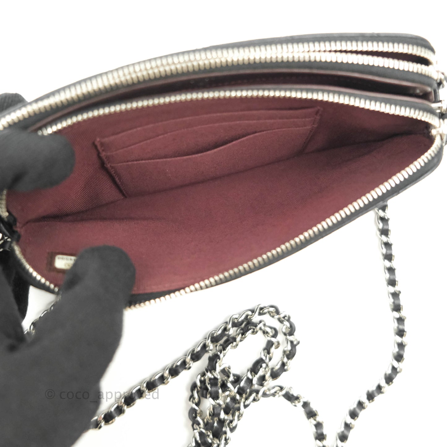 Chanel Classic Small Clutch With Chain Black Lambskin Silver Hardware