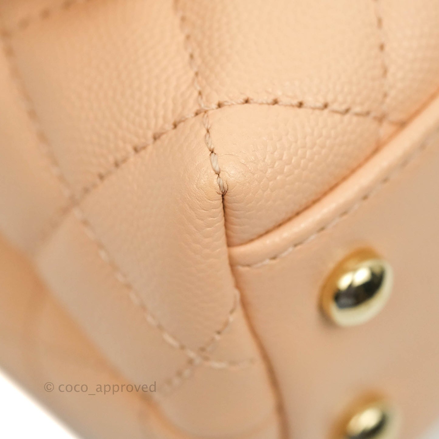 Chanel Extra Mini Coco Handle Quilted Beige Pink Caviar Gold Hardware 21A