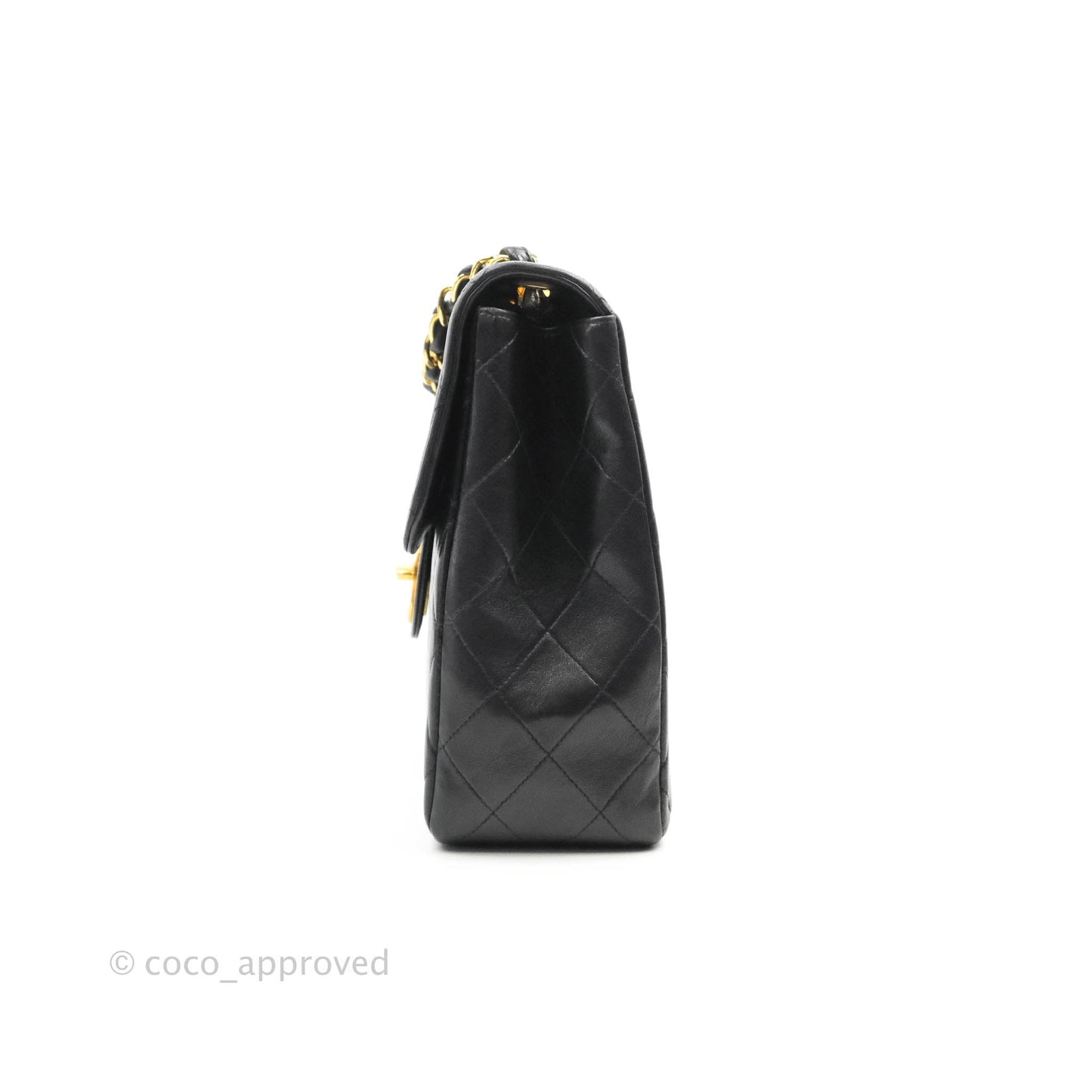 Chanel Vintage Jumbo Single Flap Black Lambskin 24K Gold Hardware