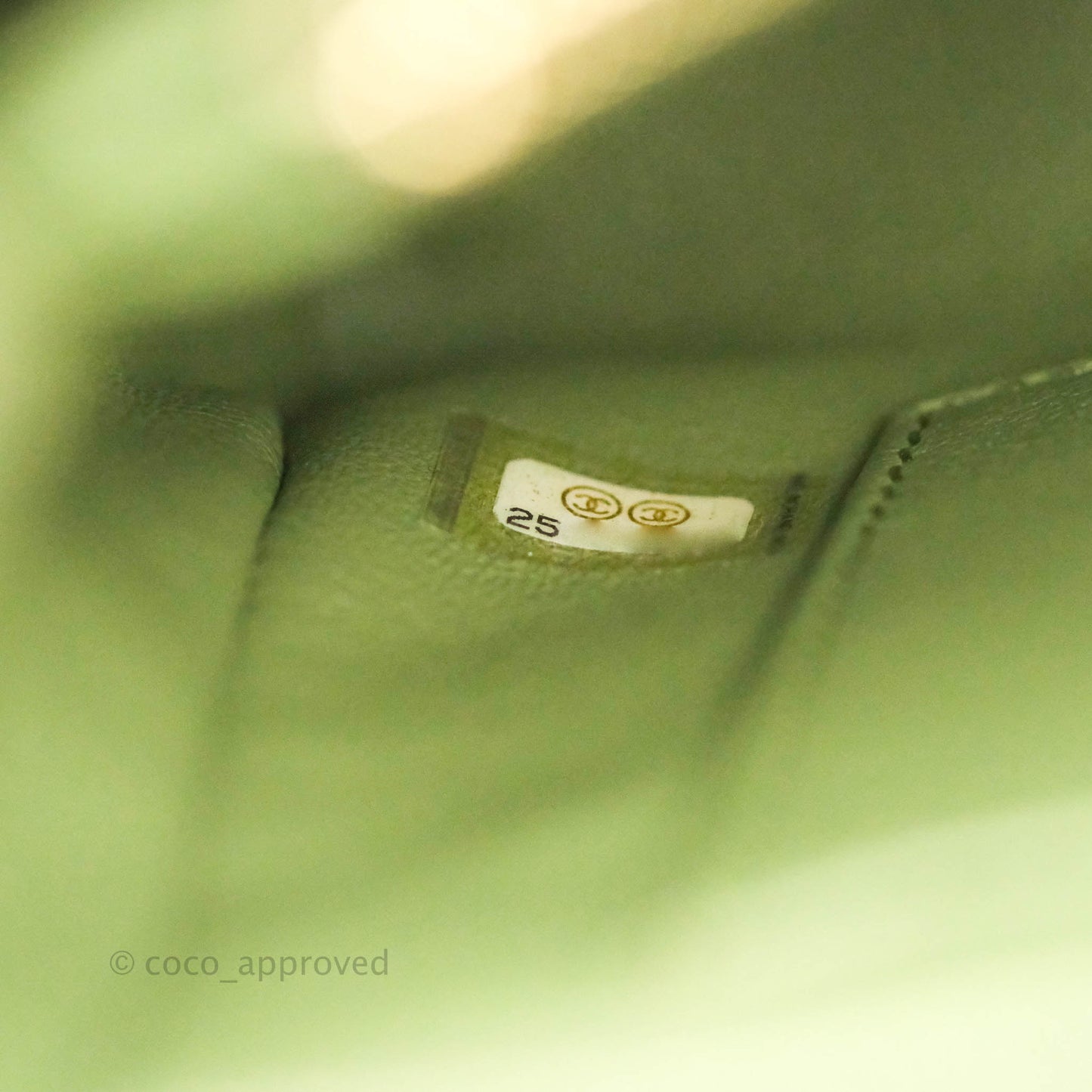 Chanel Medium (Small) Chevron Coco Handle Flap Olive Crumpled Calfskin Aged Gold Hardware Lizard Handle