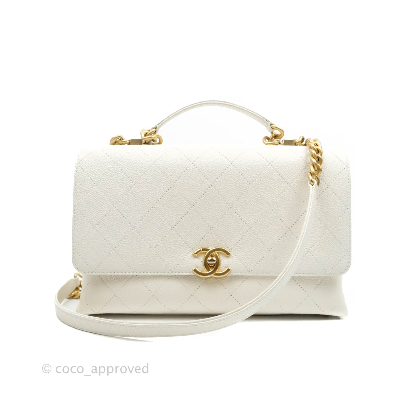 Chanel Medium Chic Affinity Grained Calfskin White Gold Hardware