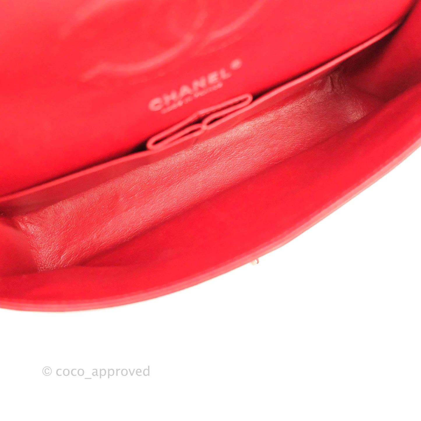Chanel Classic M/L Medium Double Flap Red Caviar Silver Hardware