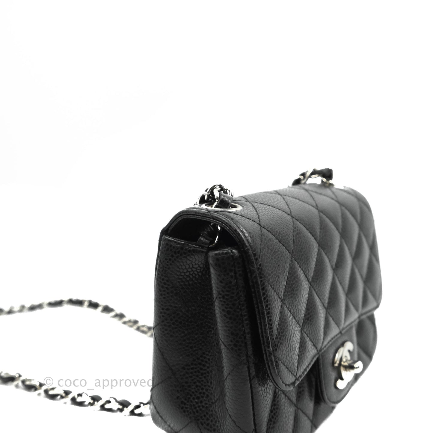 Chanel Mini Square Quilted Black Caviar Silver Hardware