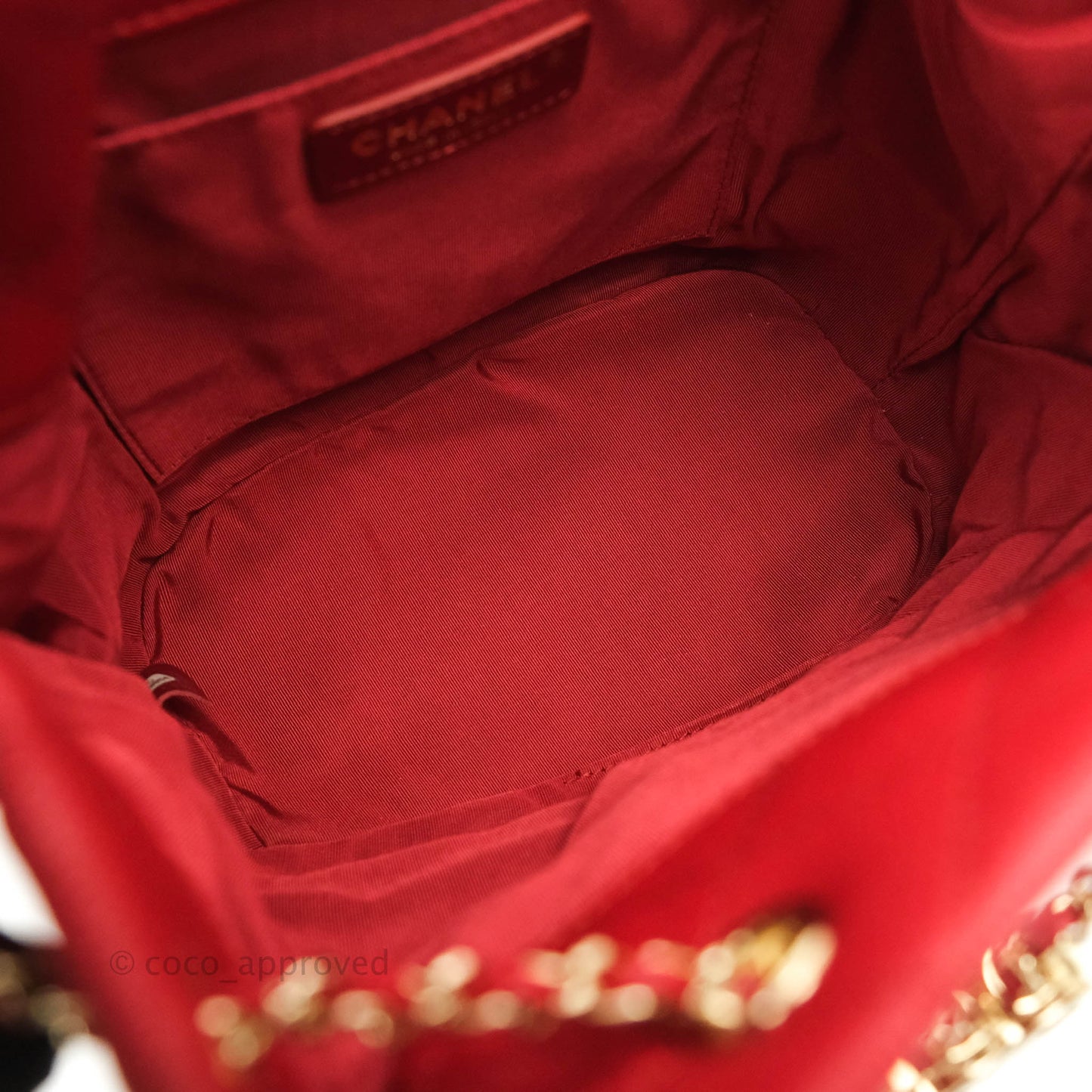 Chanel Medium Quilted Rolled Up Bucket Drawstring Bag Red Caviar Gold Hardware