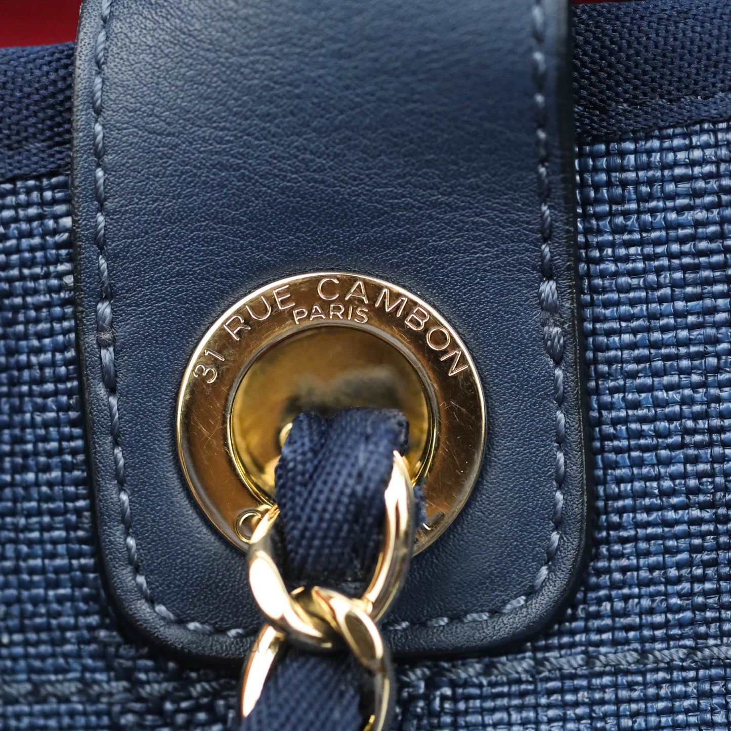 Chanel Large Deauville Navy Blue Canvas Gold Hardware