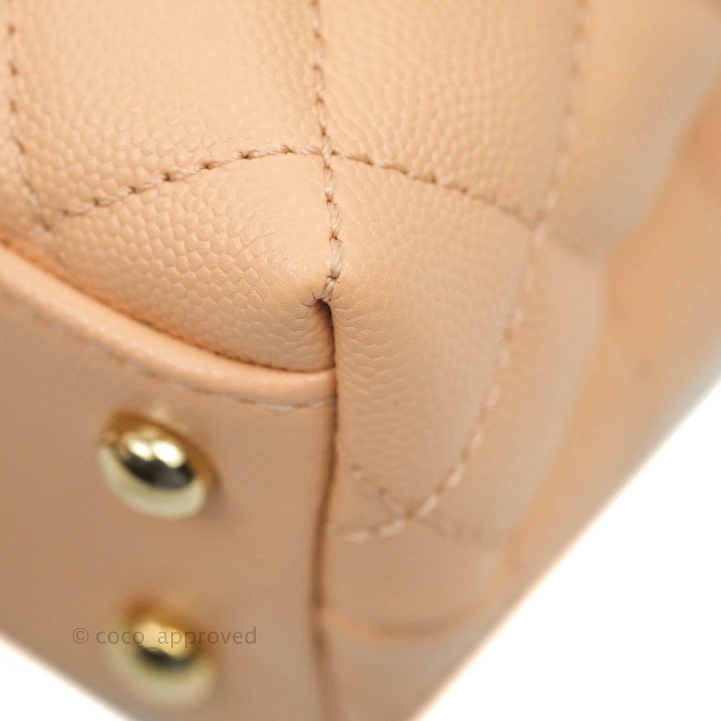 Chanel Extra Mini Coco Handle Quilted Beige Pink Caviar Gold Hardware 21A