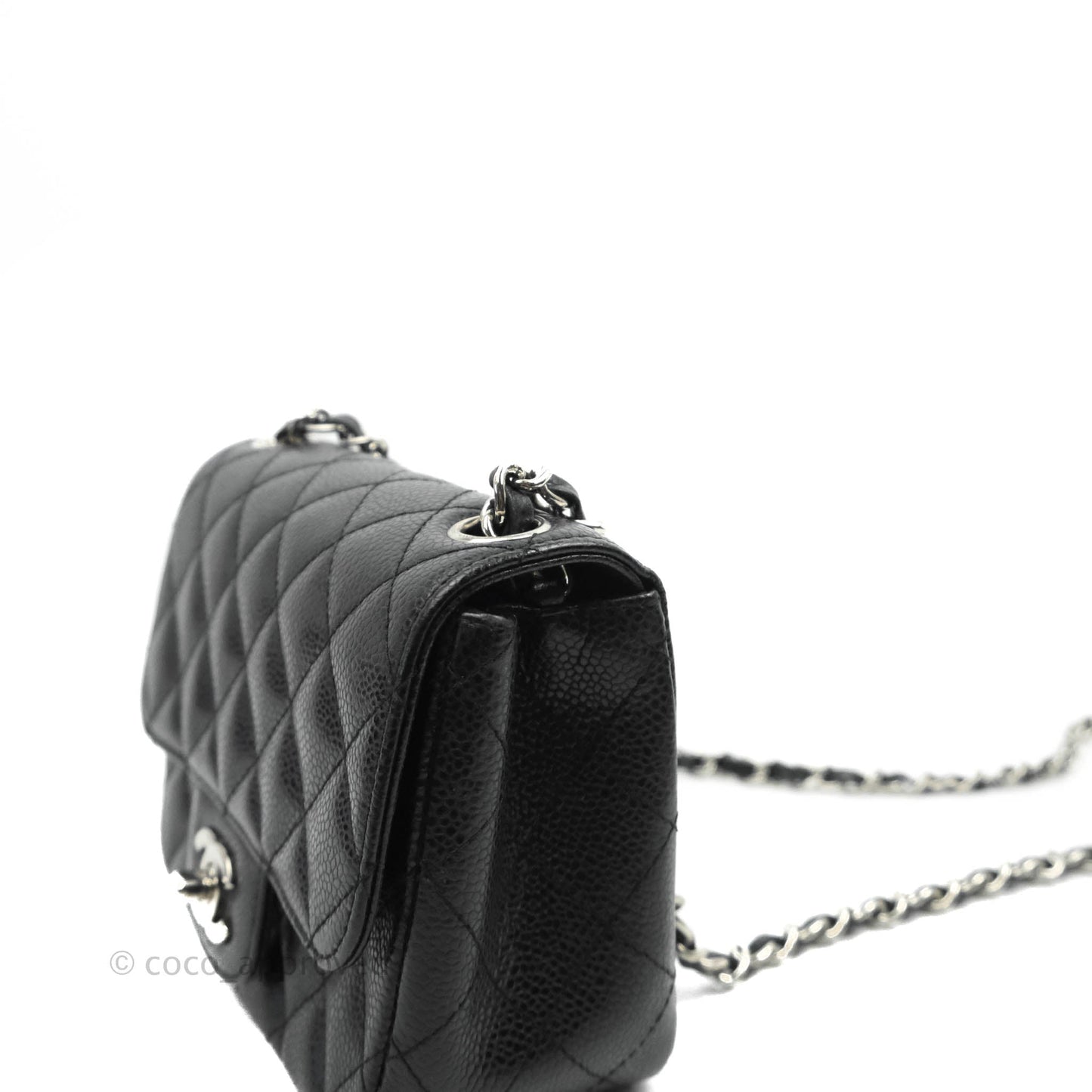 Chanel Mini Square Quilted Black Caviar Silver Hardware