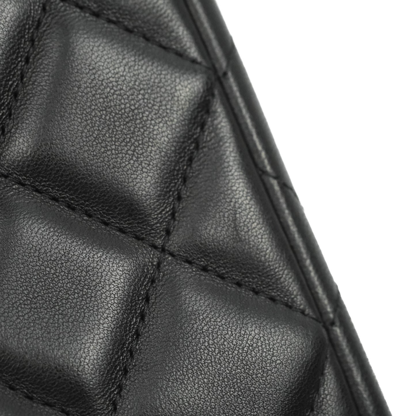 Chanel Quilted Clutch with Chain Black Lambskin Silver Hardware