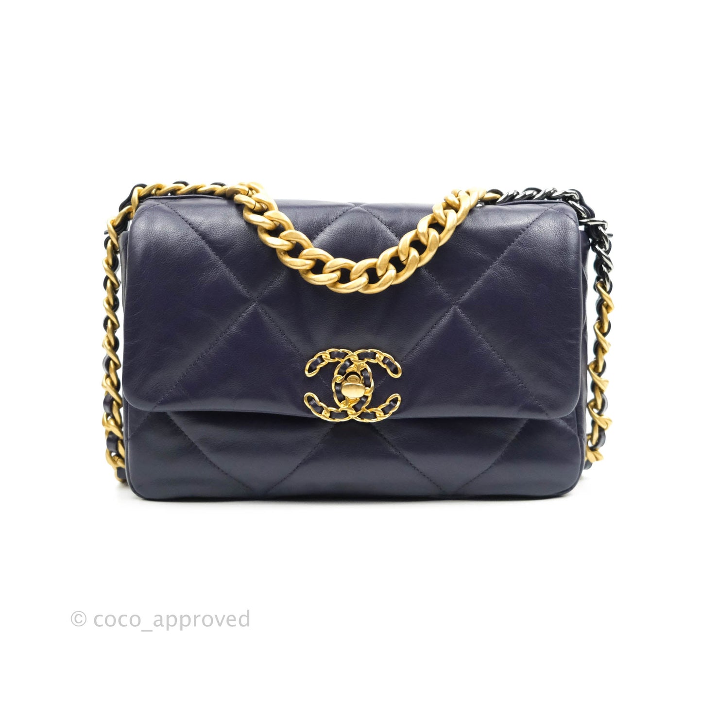 Chanel 19 Small Dark Purple Mixed Hardware