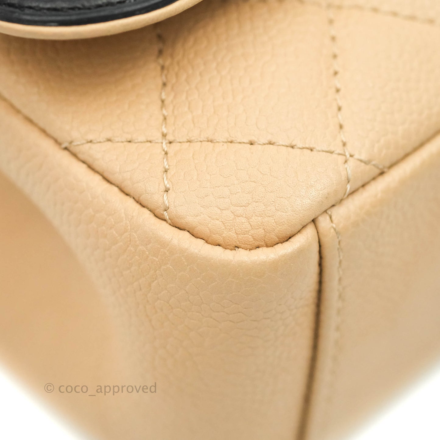 Chanel Quilted Medium CC Filigree Flap Beige Black Caviar