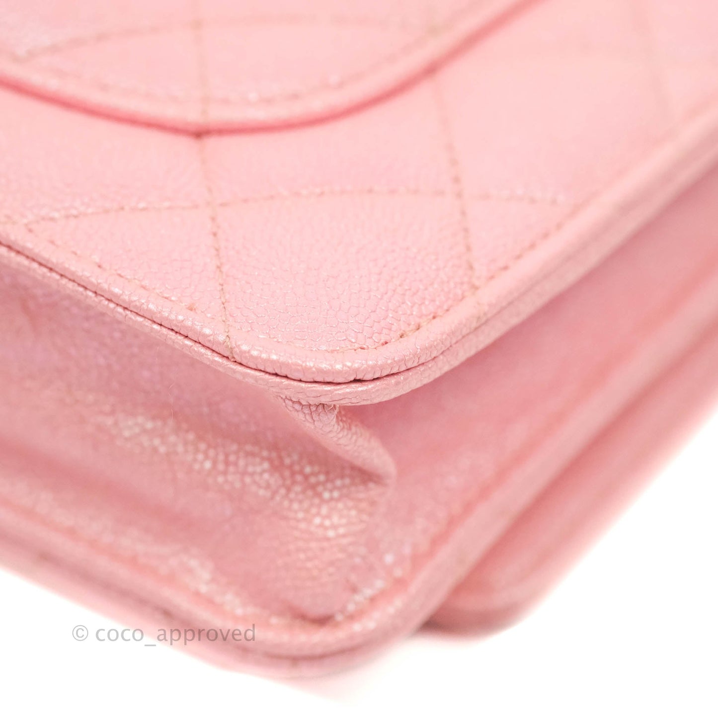 Chanel Quilted Wallet on Chain WOC Iridescent Pink Caviar Gold Hardware 19S