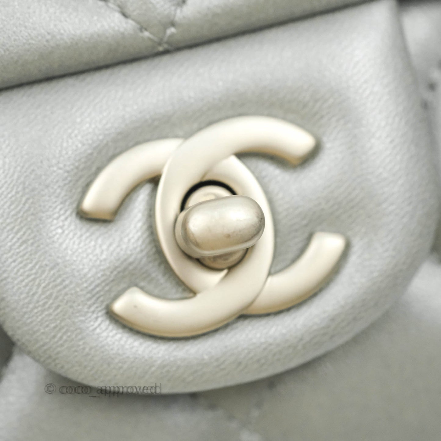 Chanel Quilted Clutch with Chain Silver Lambskin Matte Silver Hardware