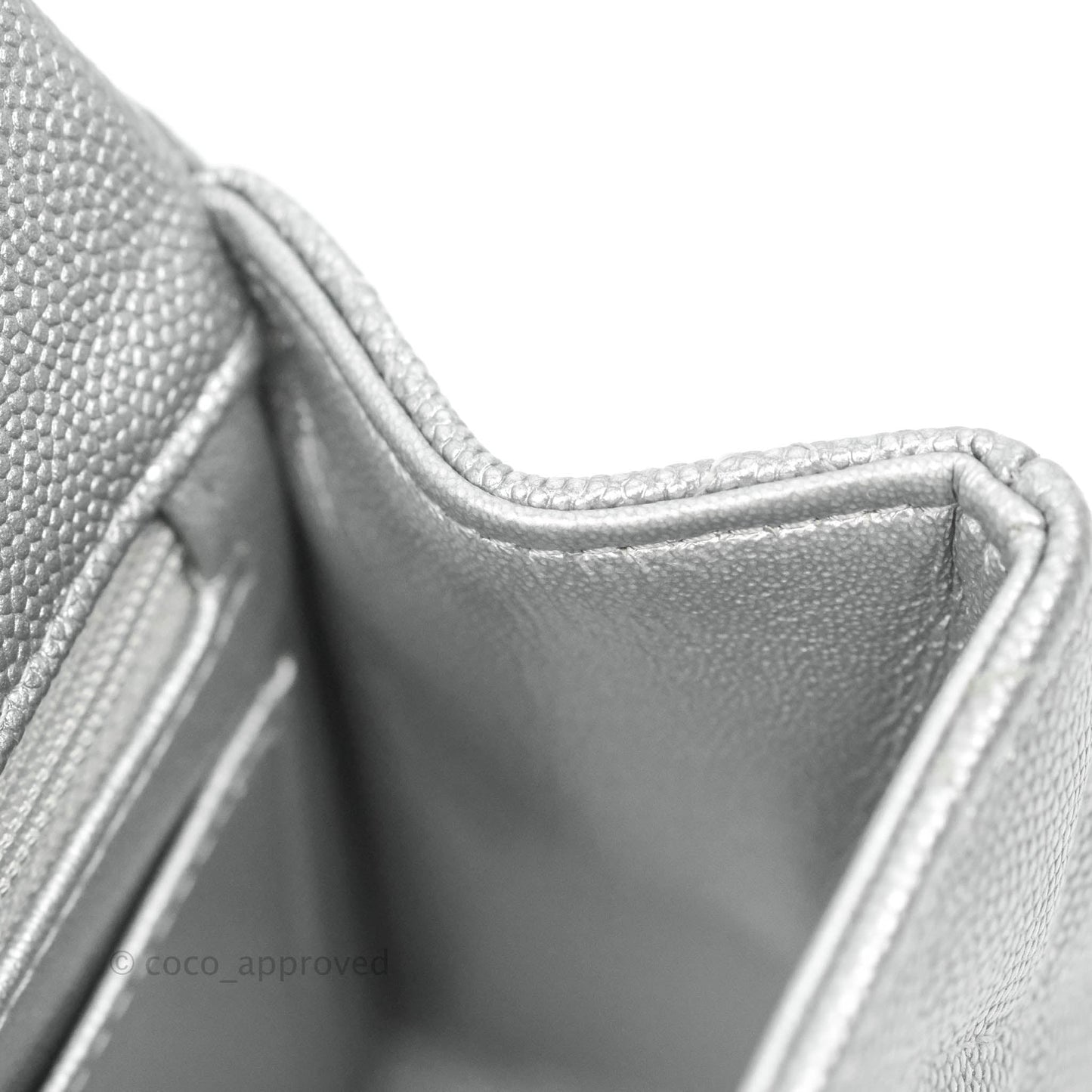 Chanel Top Handle Mini Rectangular Flap Bag Silver Caviar Silver Hardware