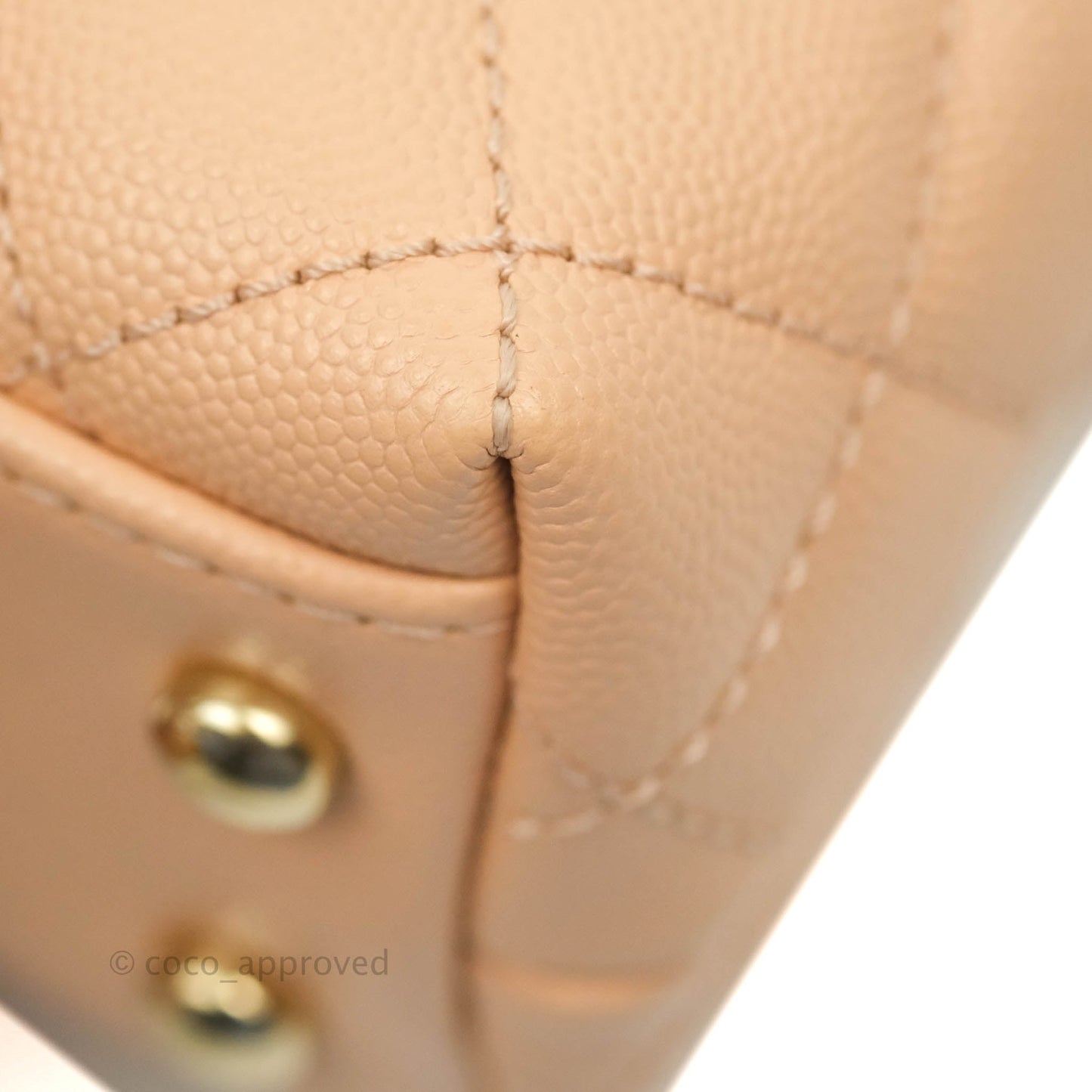 Chanel Extra Mini Coco Handle Quilted Beige Pink Caviar Gold Hardware 21A