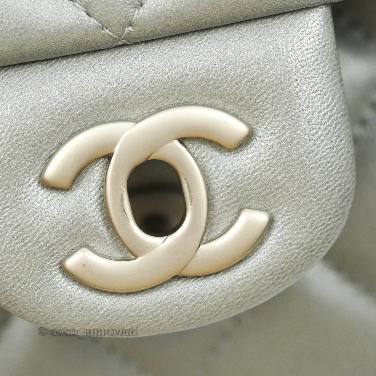 Chanel Quilted Clutch with Chain Silver Lambskin Matte Silver Hardware