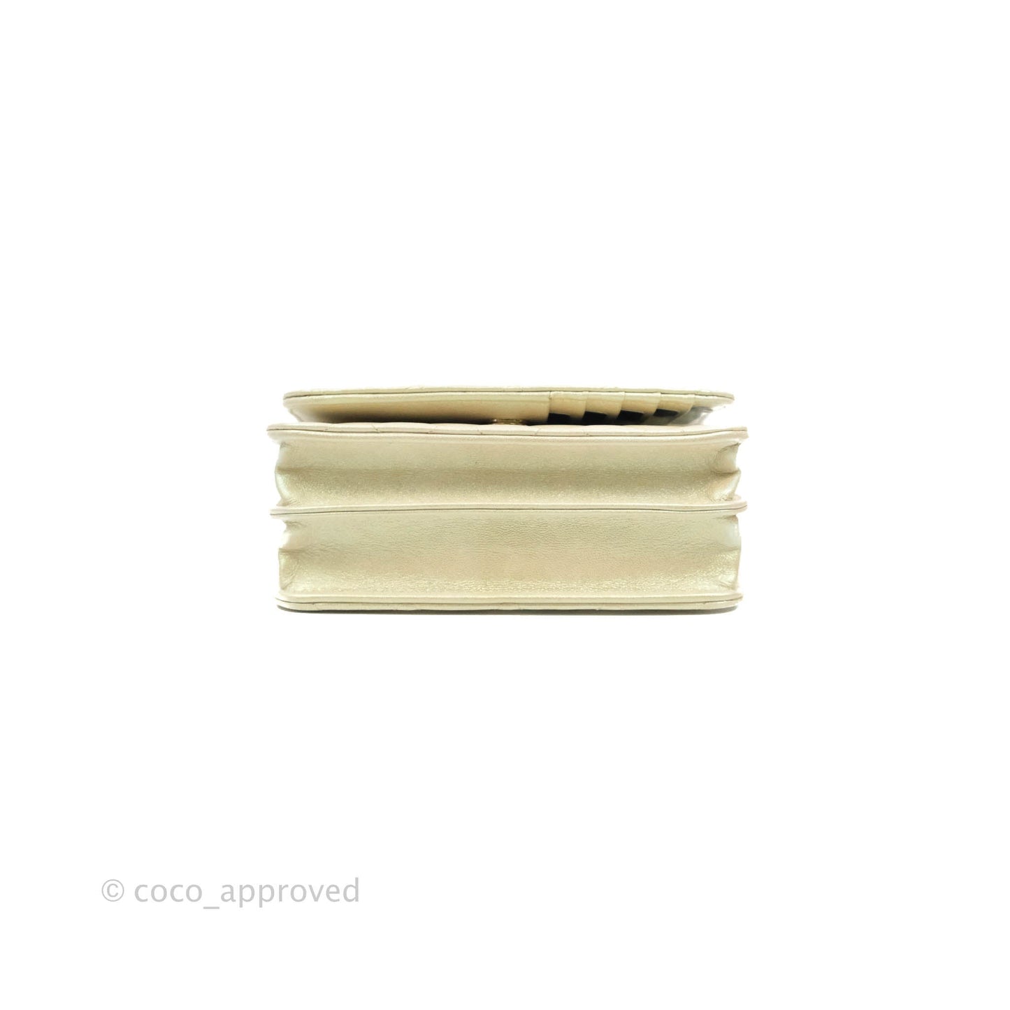 Chanel Quilted Mini Wallet on Chain WOC Iridescent Ivory Gold Hardware 20A