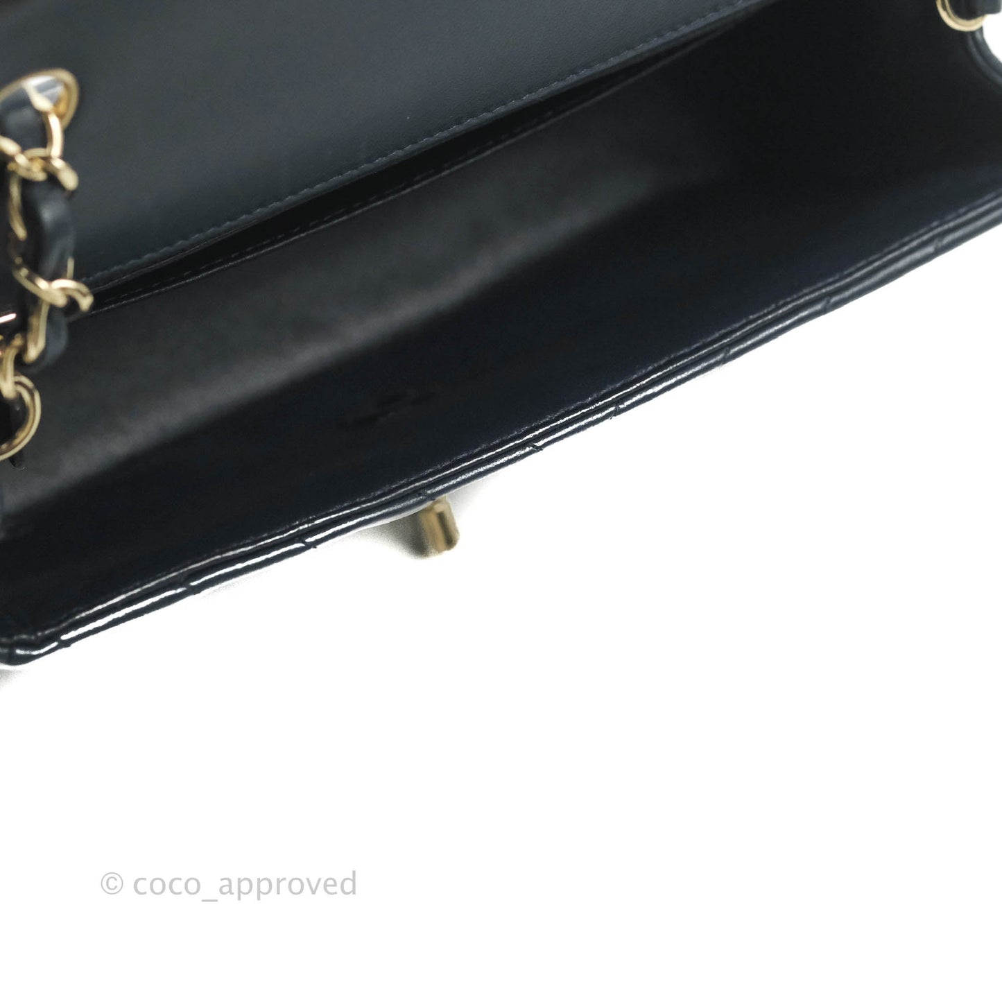 Chanel Chevron Mini Rectangular Flap Navy Lambskin Gold Hardware