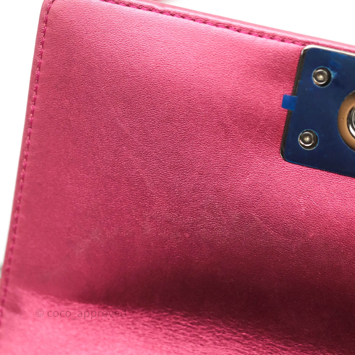 Chanel Quilted Small Boy Metallic Pink Patent & Lambskin Gun Metal