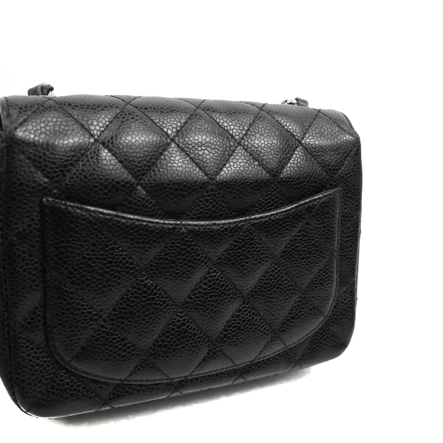 Chanel Mini Square Quilted Black Caviar Silver Hardware