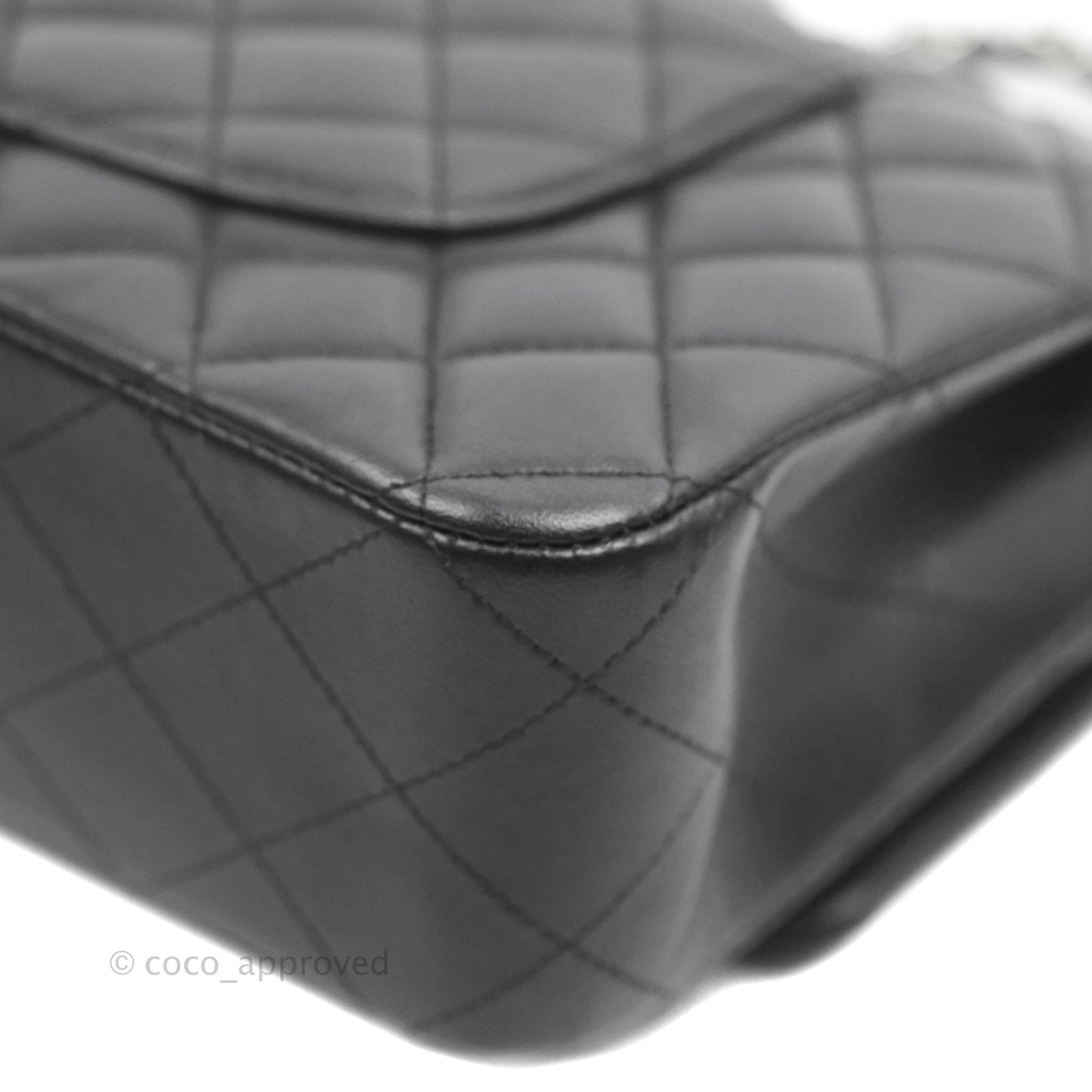 Chanel Classic M/L Medium Double Flap Black Lambskin Silver Hardware