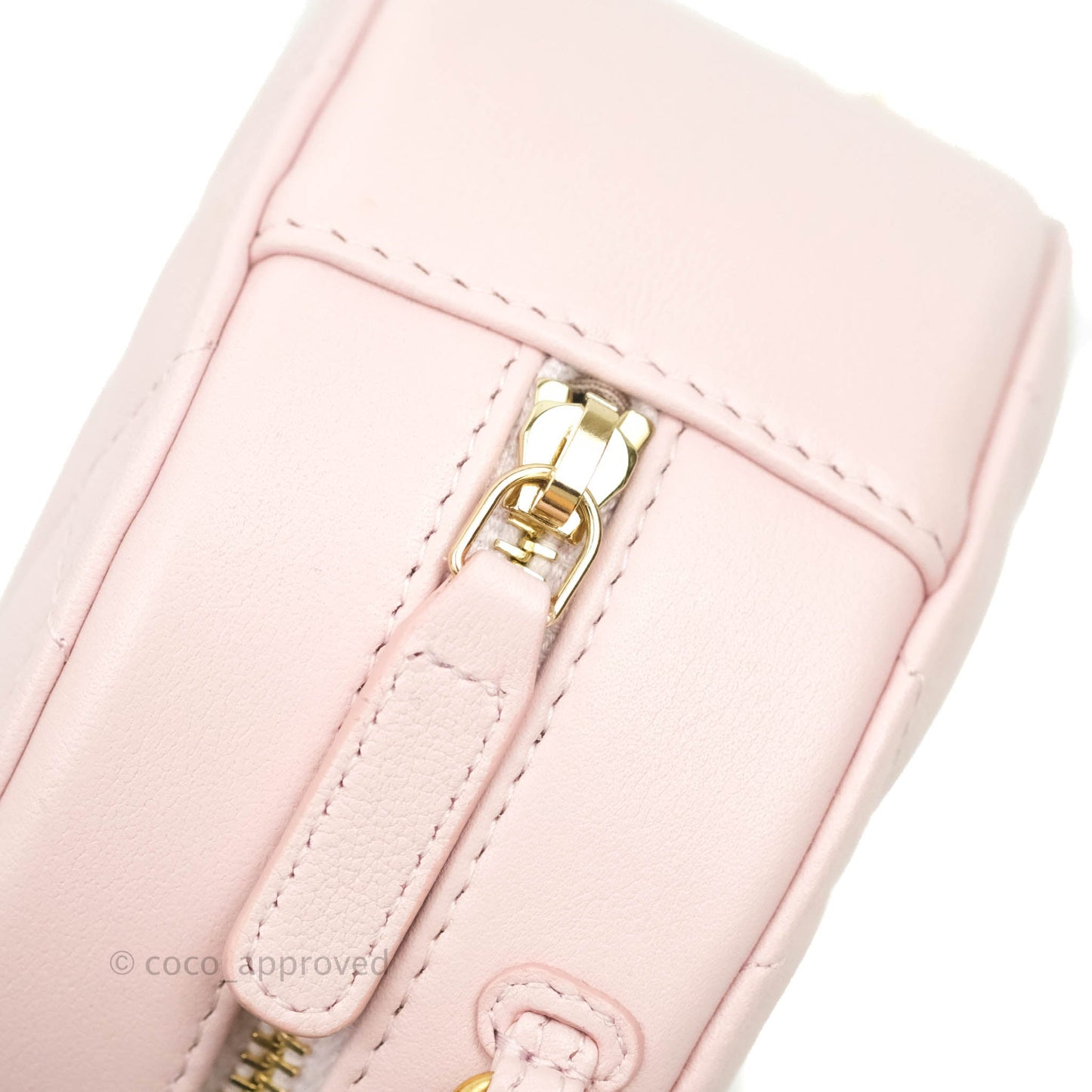 Chanel Quilted Round Clutch with Pearl Chain Light Pink Calfskin Aged Gold Hardware 21S