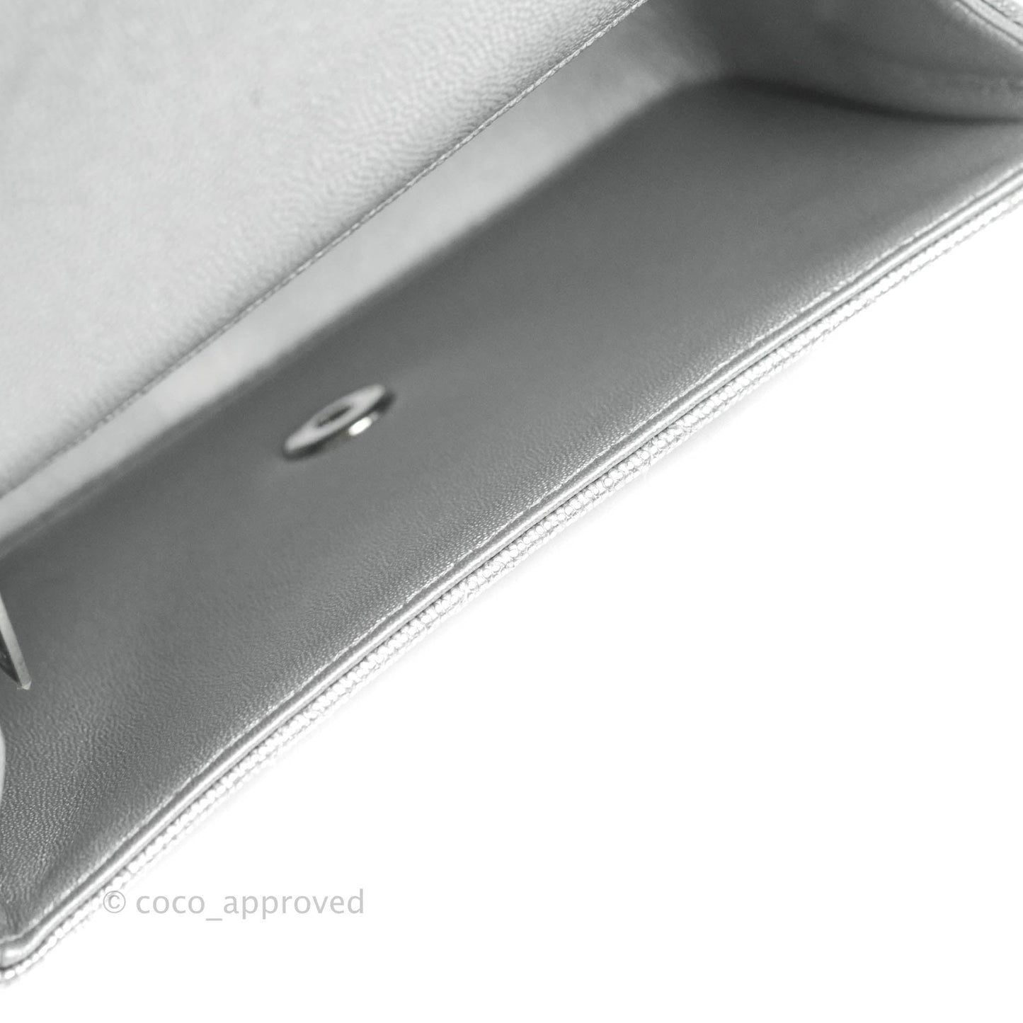 Chanel Top Handle Mini Rectangular Flap Bag Silver Caviar Silver Hardware