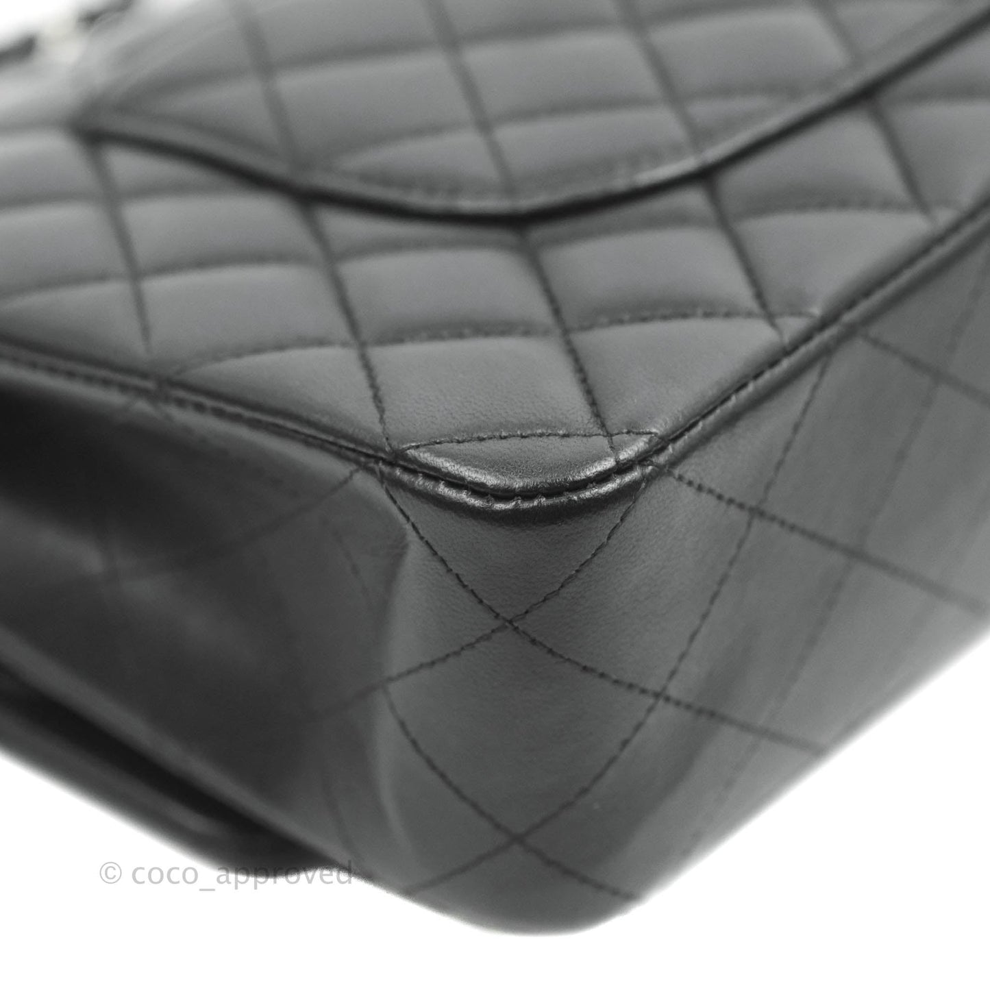 Chanel Classic M/L Medium Double Flap Black Lambskin Silver Hardware